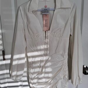 Oh Polly Cream Long Sleeve Dress